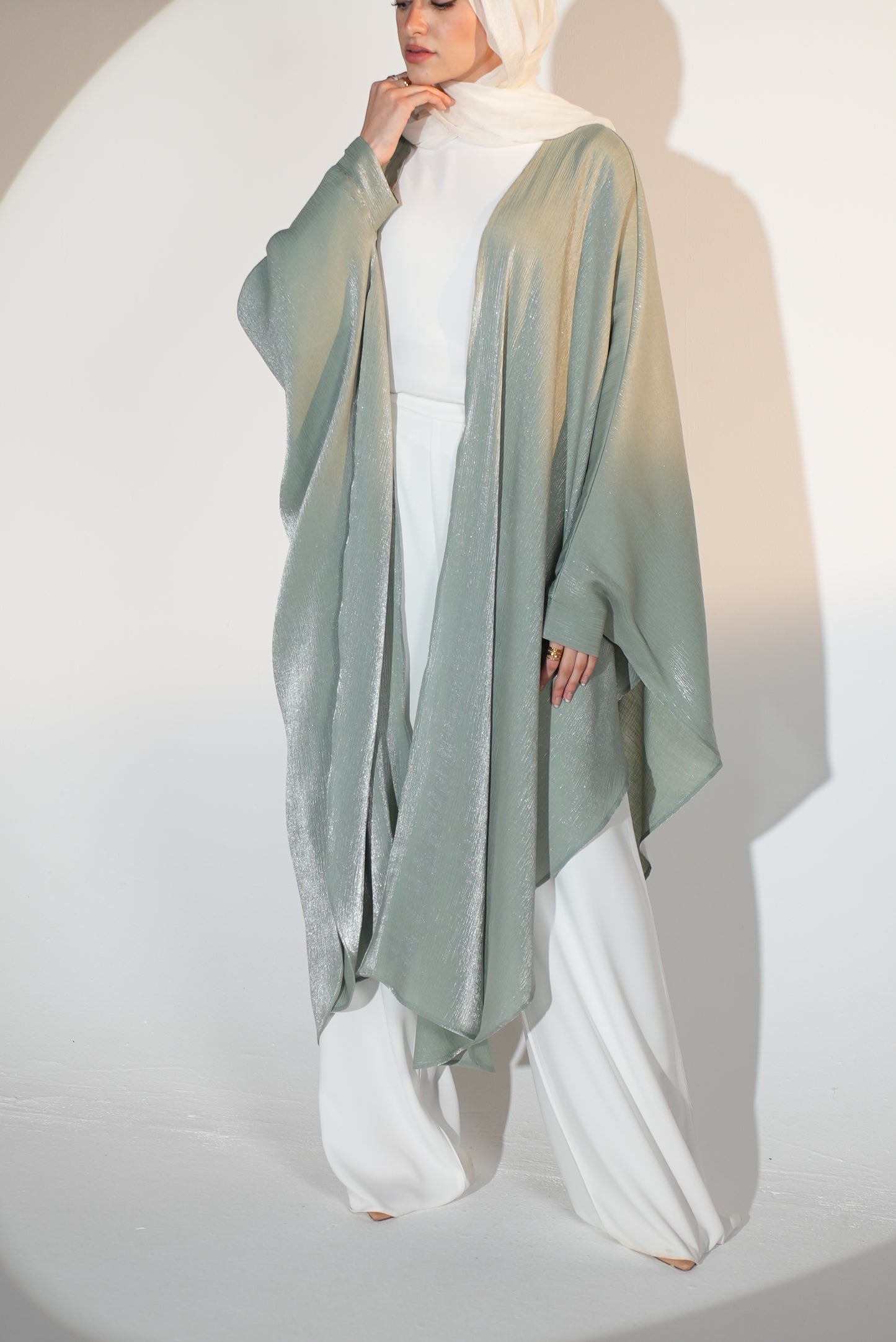Starry Nights Shawl Kaftan in Mint