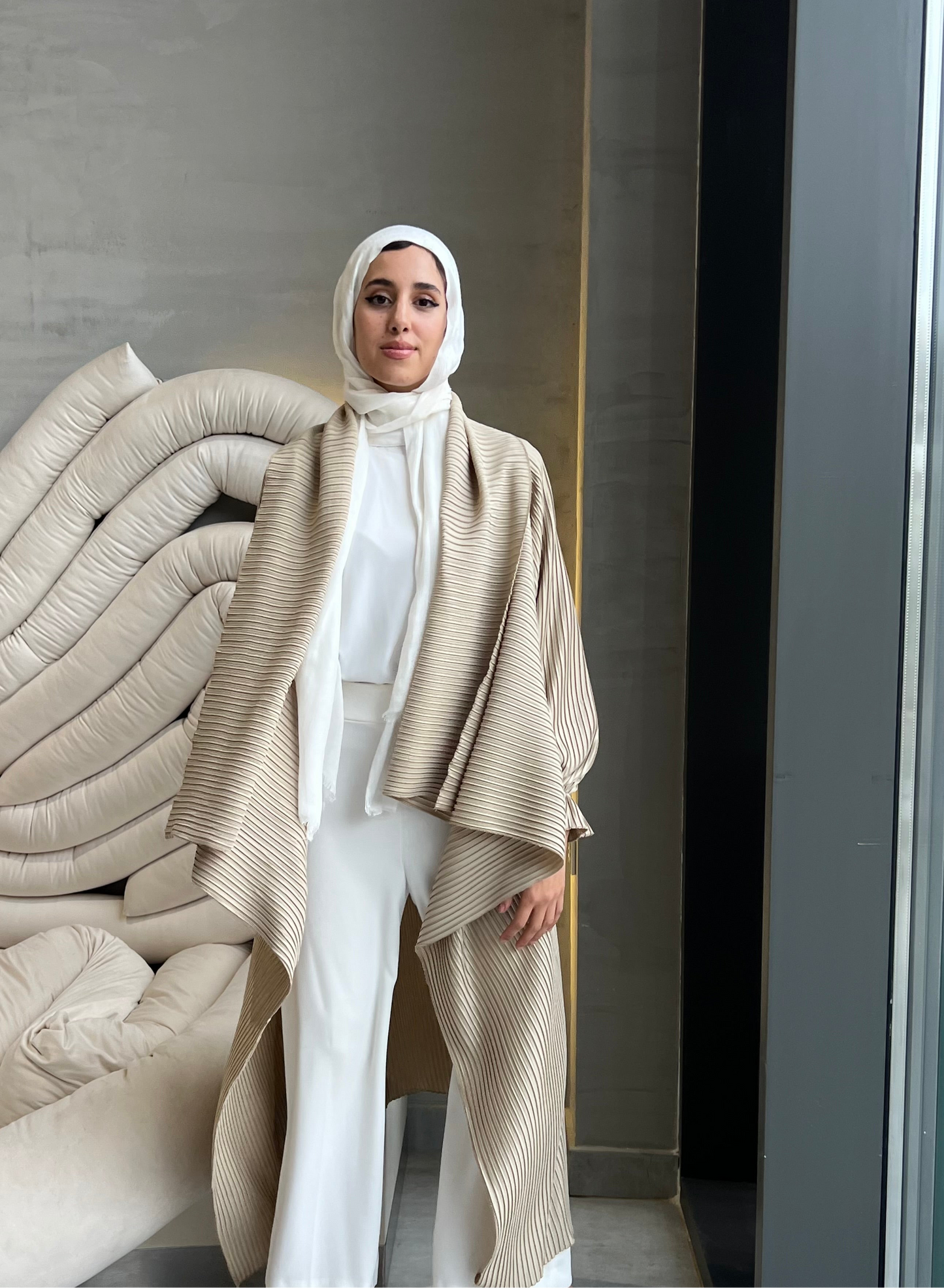 Drape Me in Pleats in Golden Beige