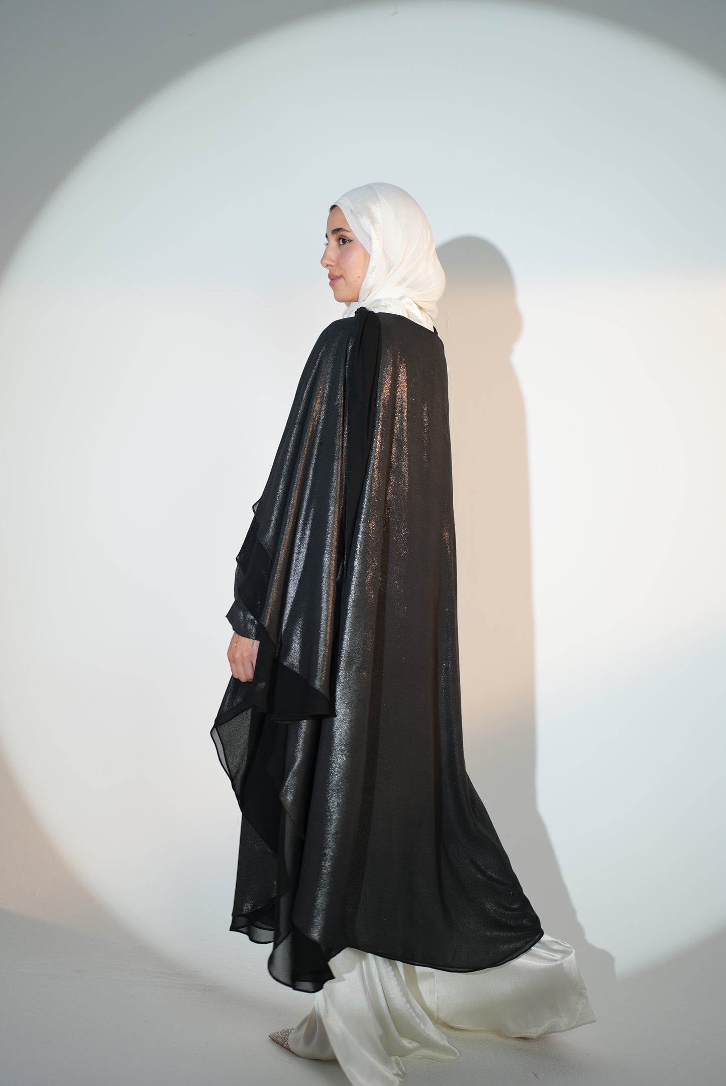 Double layered starry nights kaftan in disco black