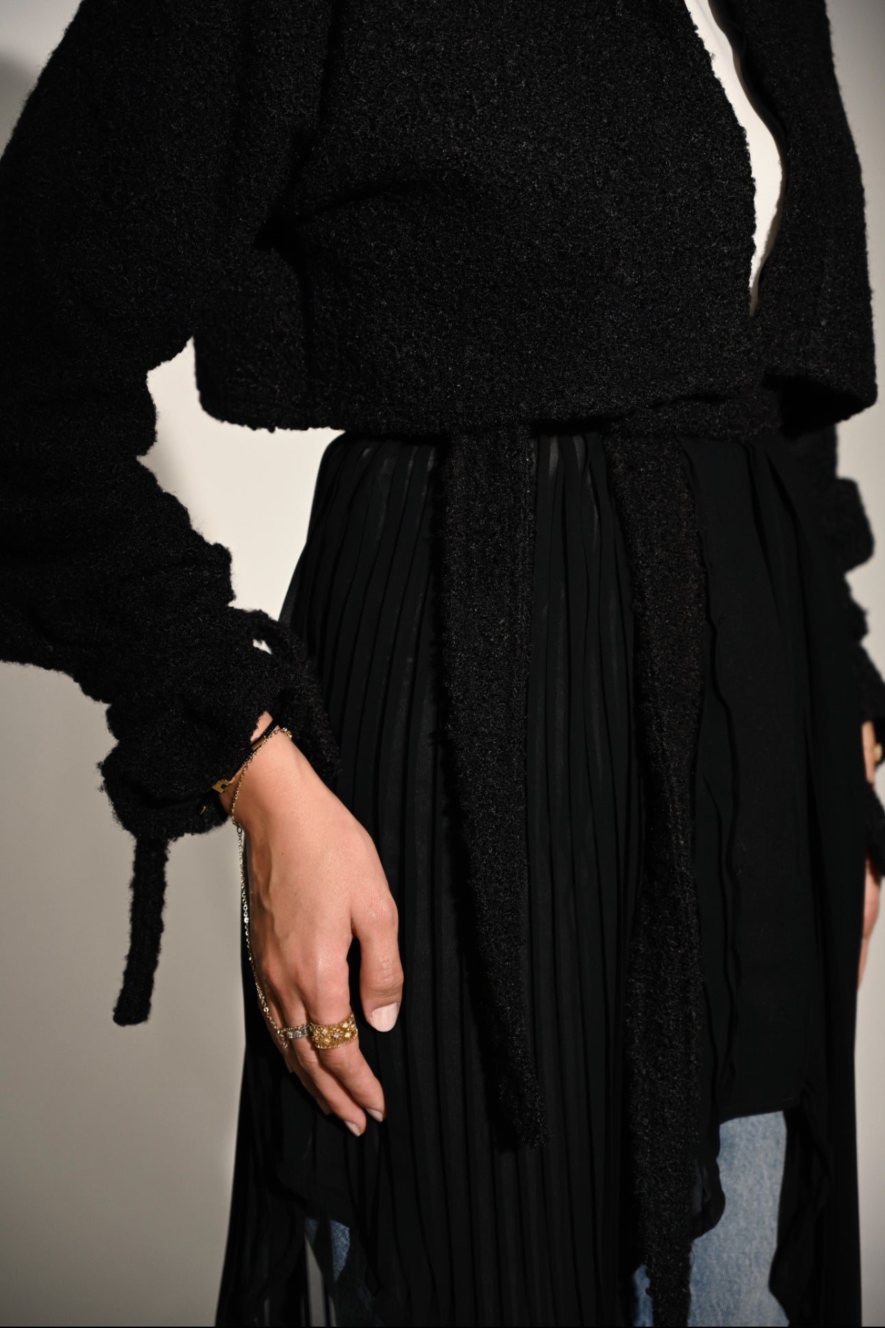 Serena Shearling x Pleats Jacket