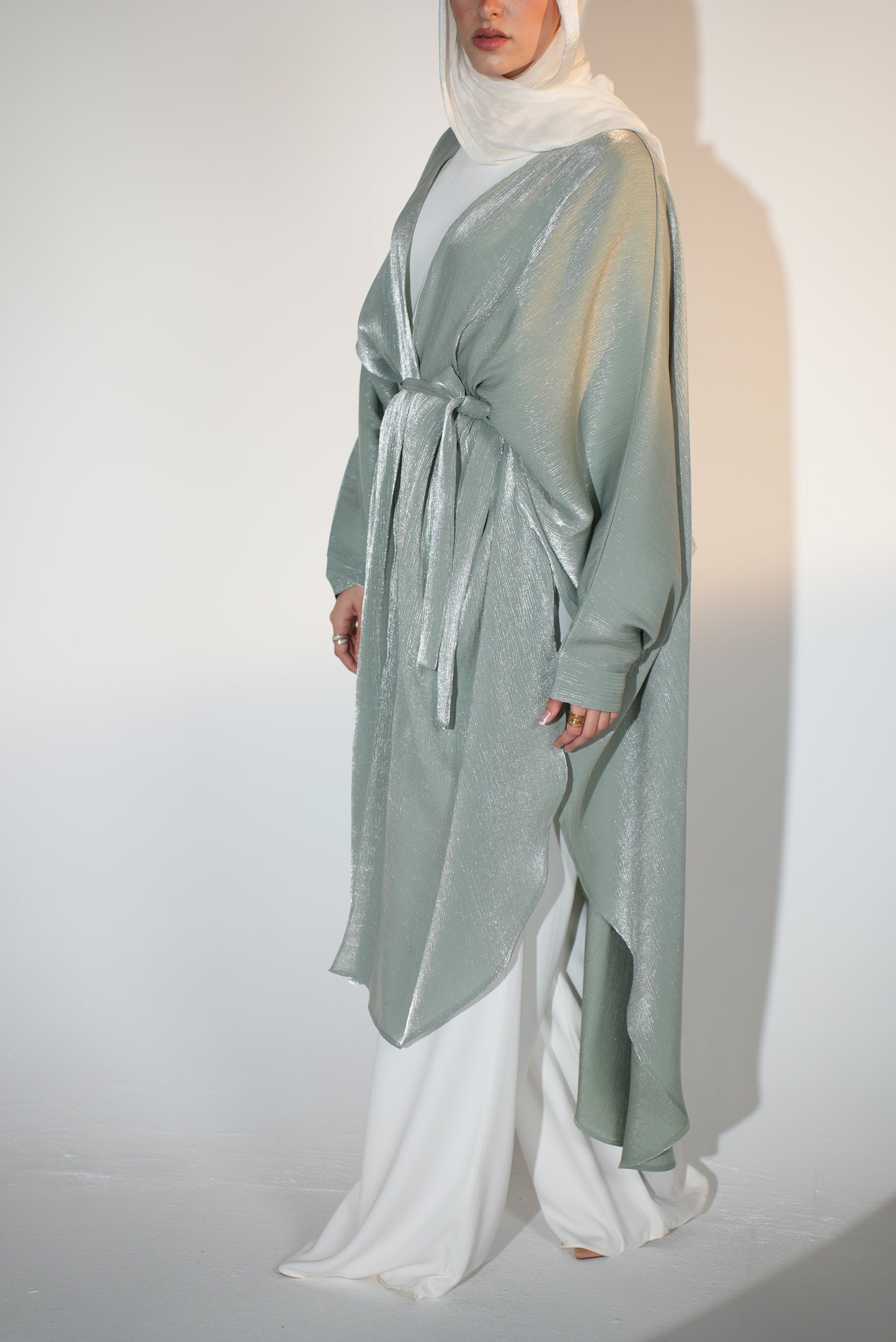 Starry Nights Shawl Kaftan in Mint