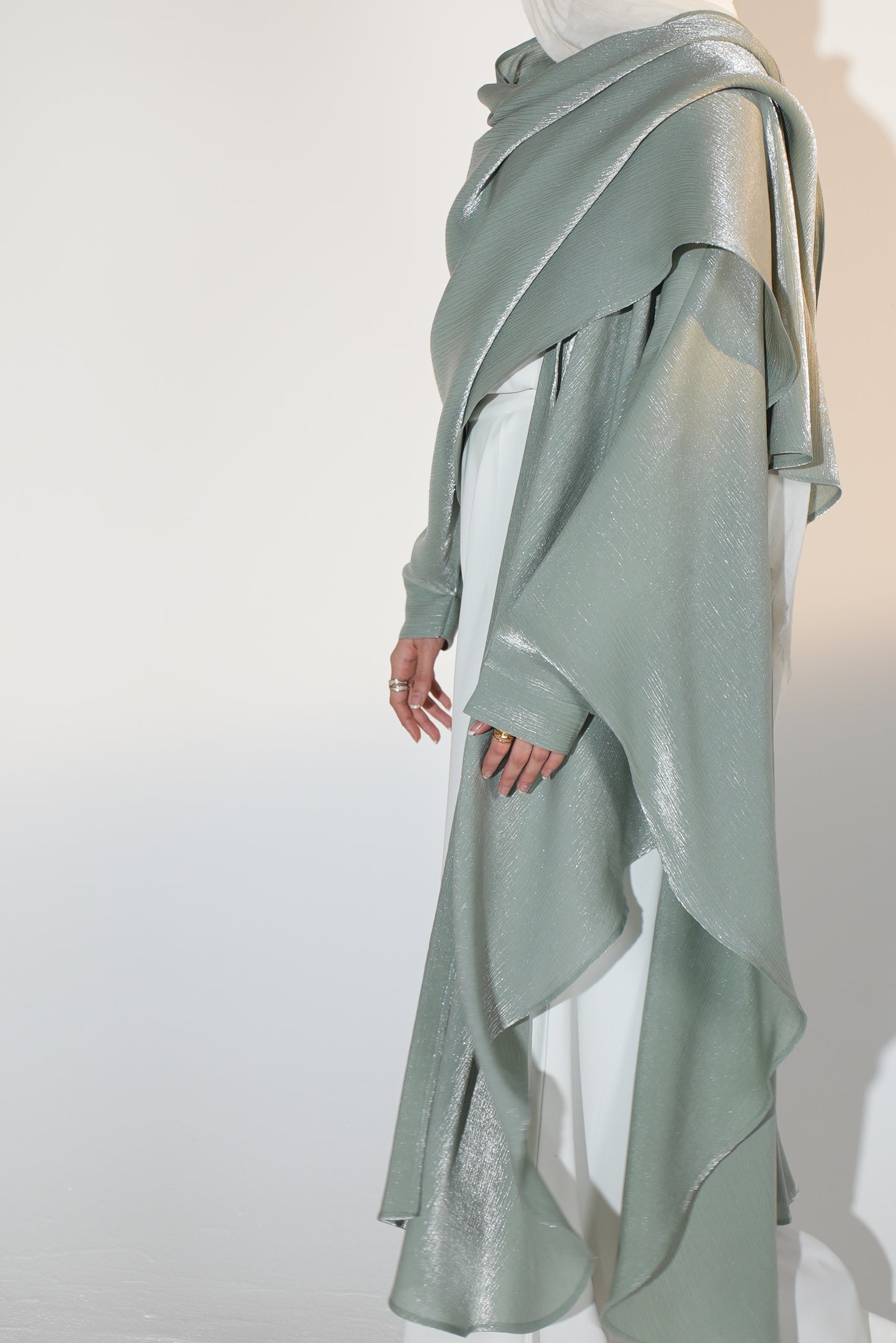 Starry Nights Shawl Kaftan in Mint