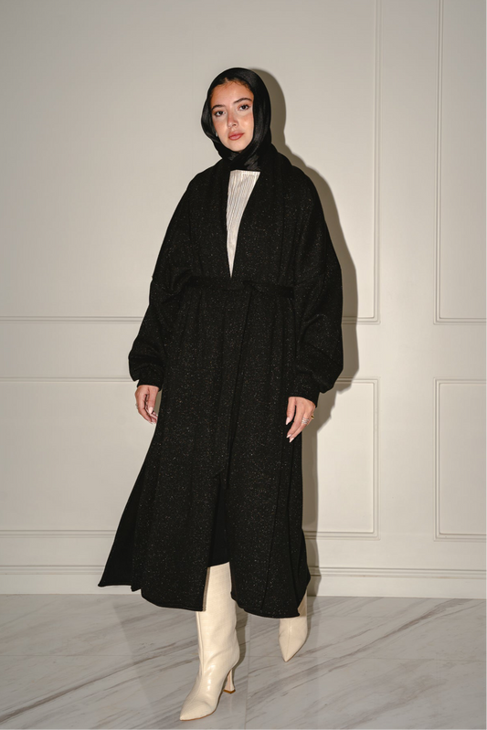Limited Edition Sparkly Knit Coat in Black x Silver Sparkle