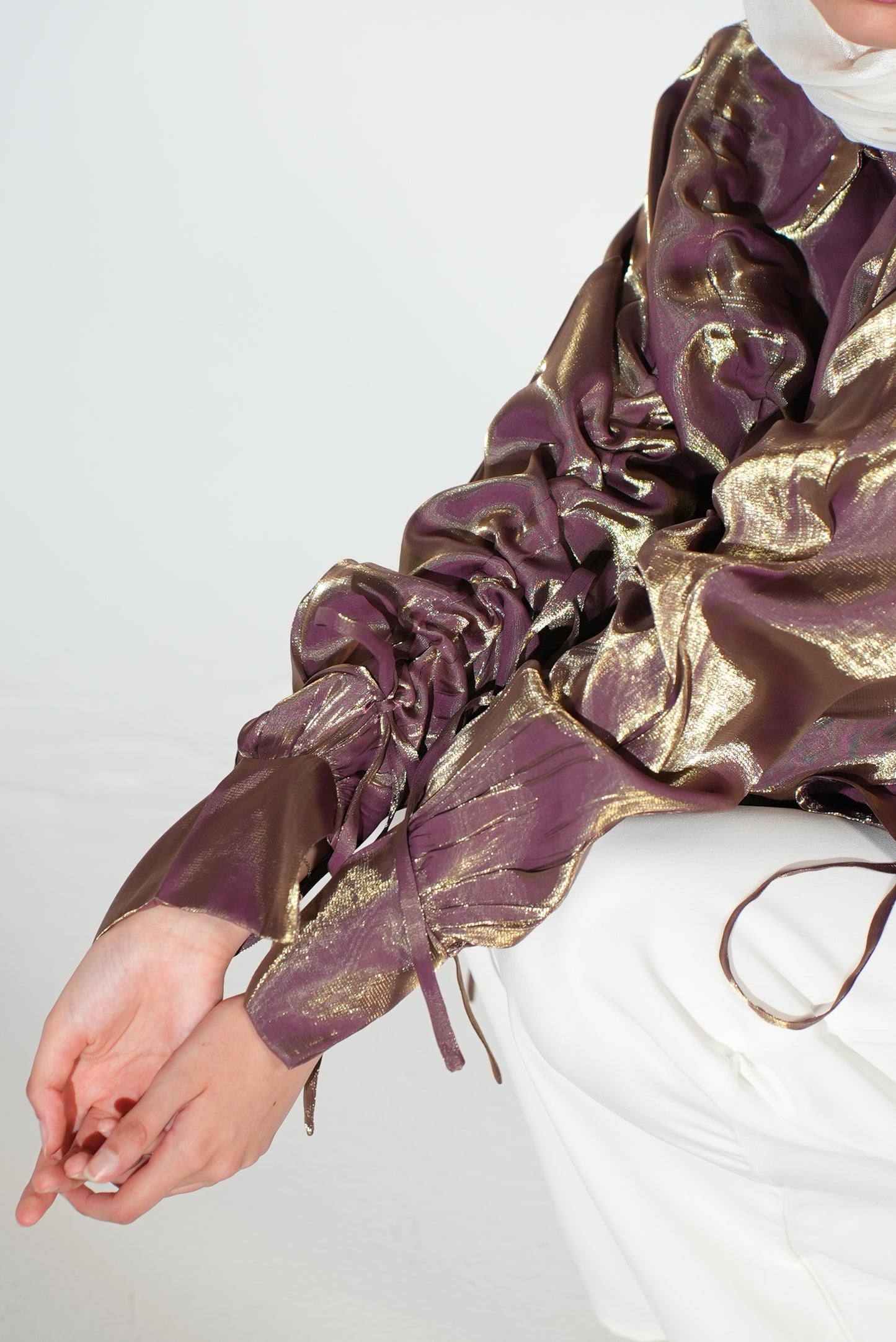 Rhea Drawstring blouse in golden purple