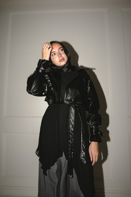 Serena Leather x Pleats Jacket