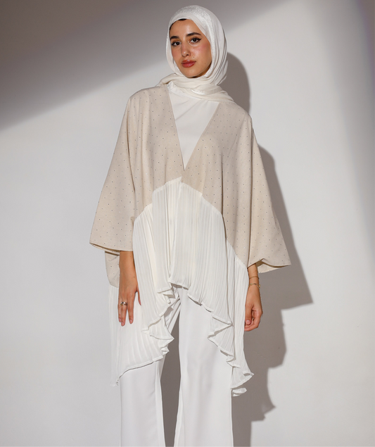 Twinkley rhinestone linen X pleats kimono