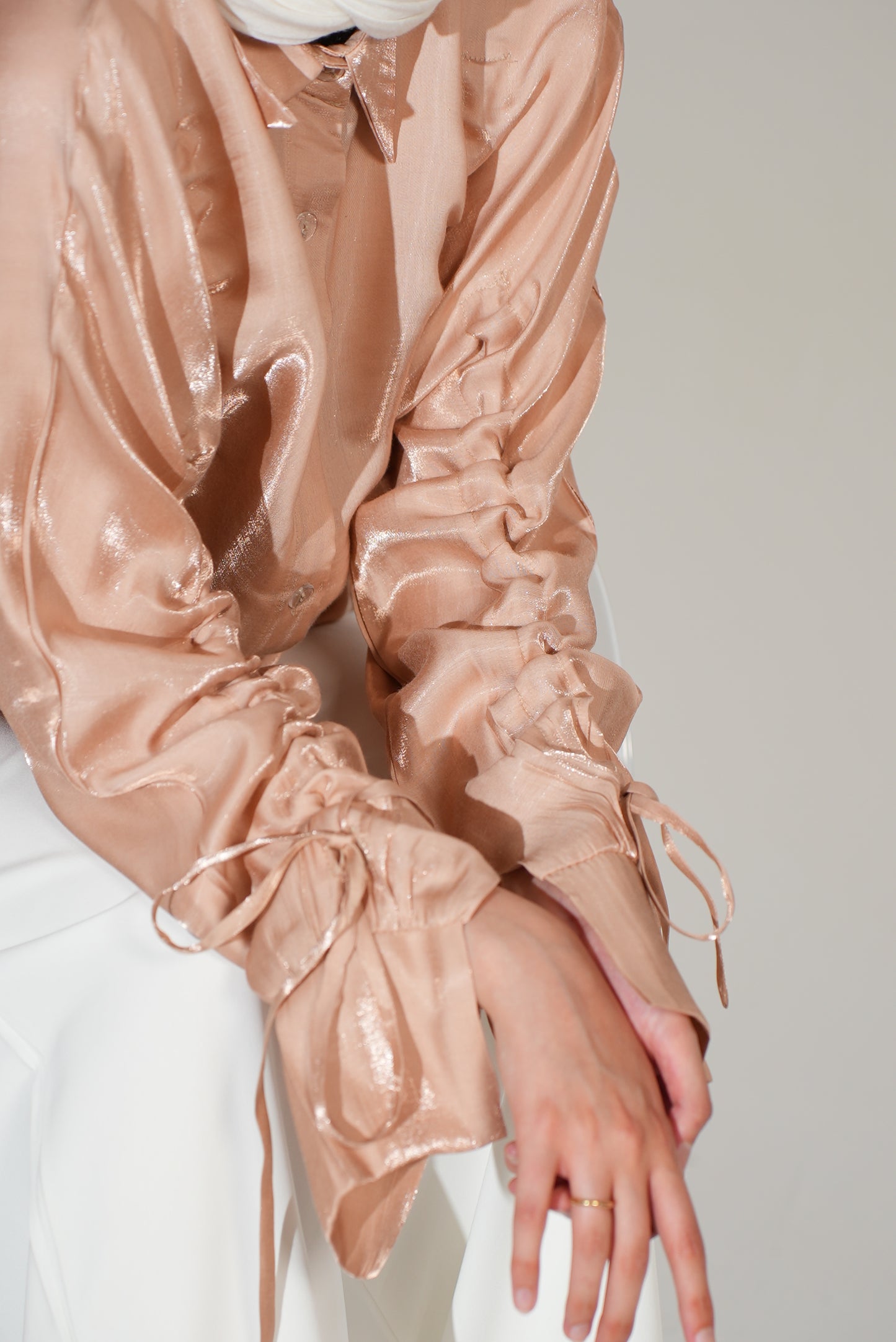 Rhea Drawstring Blouse in peach