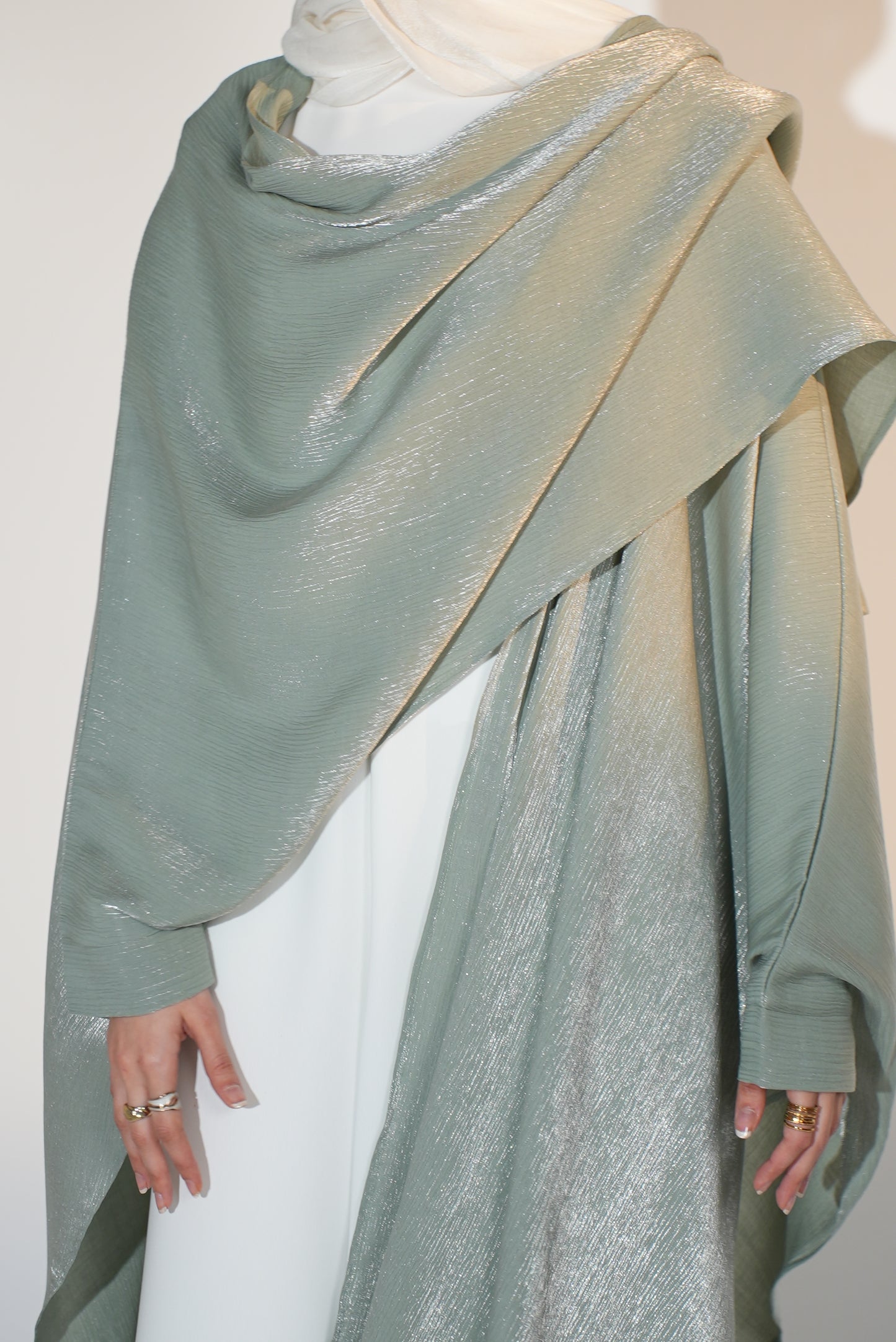 Starry Nights Shawl Kaftan in Mint