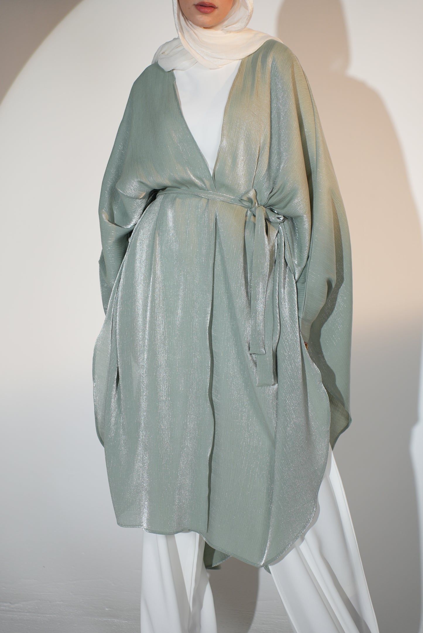 Starry Nights Shawl Kaftan in Mint