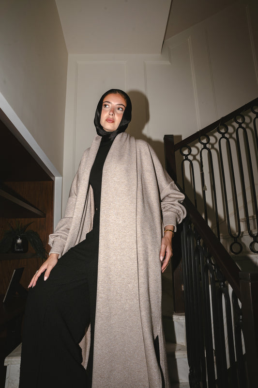 Limited Edition Sparkly Knit Coat in Beige x Silver Sparkle