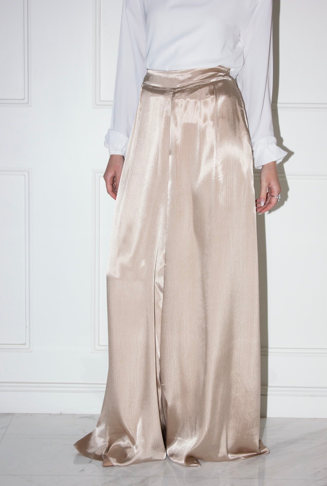 Must Have Satin Skirt Pants in golden beige