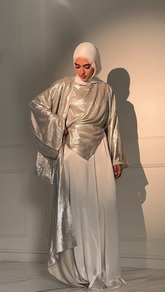 Head Turner Shawl Top in Silver Chrome Limited Edition