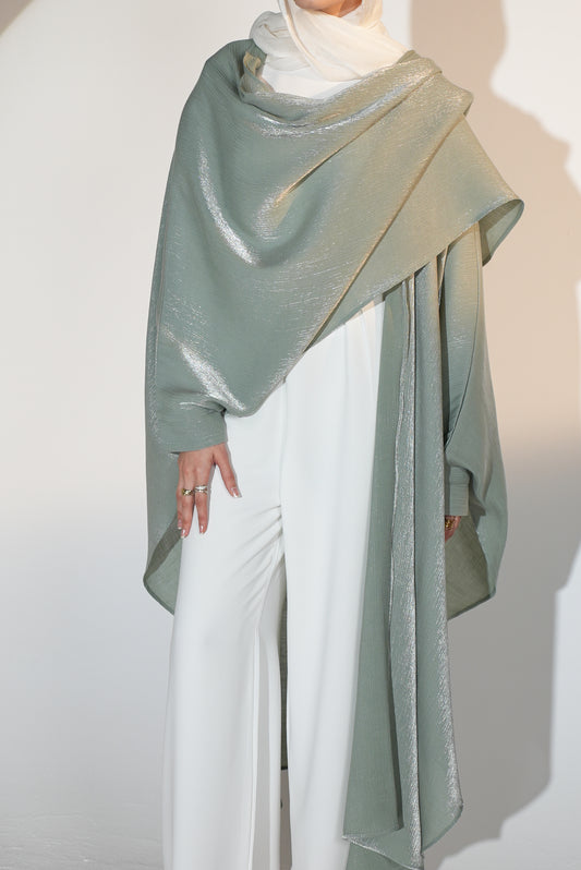 Starry Nights Shawl Kaftan in Mint
