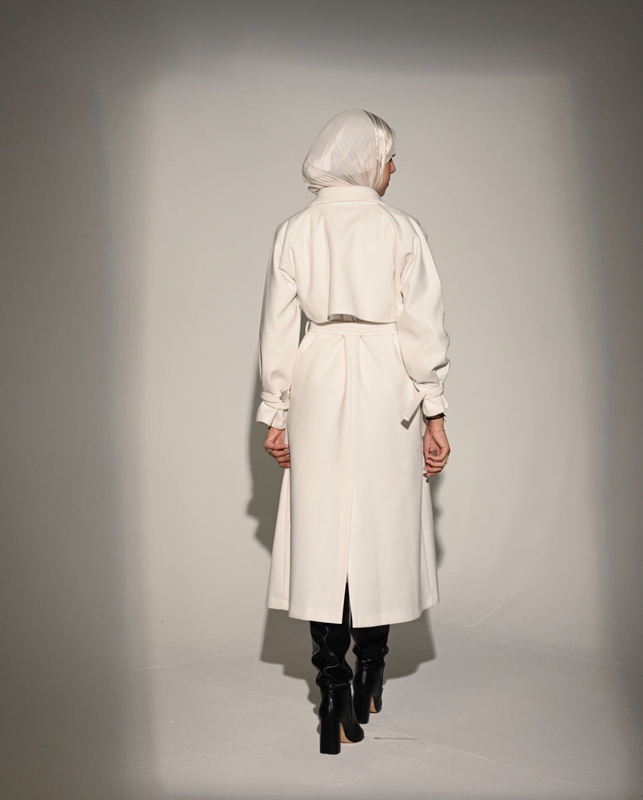 Signature Wool Trench Coat in Creamy White