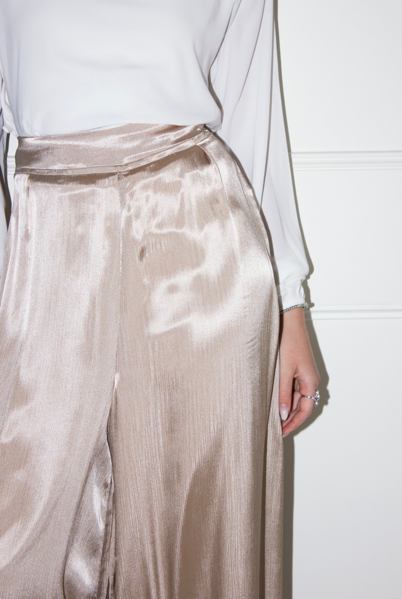 Must Have Satin Skirt Pants in golden beige