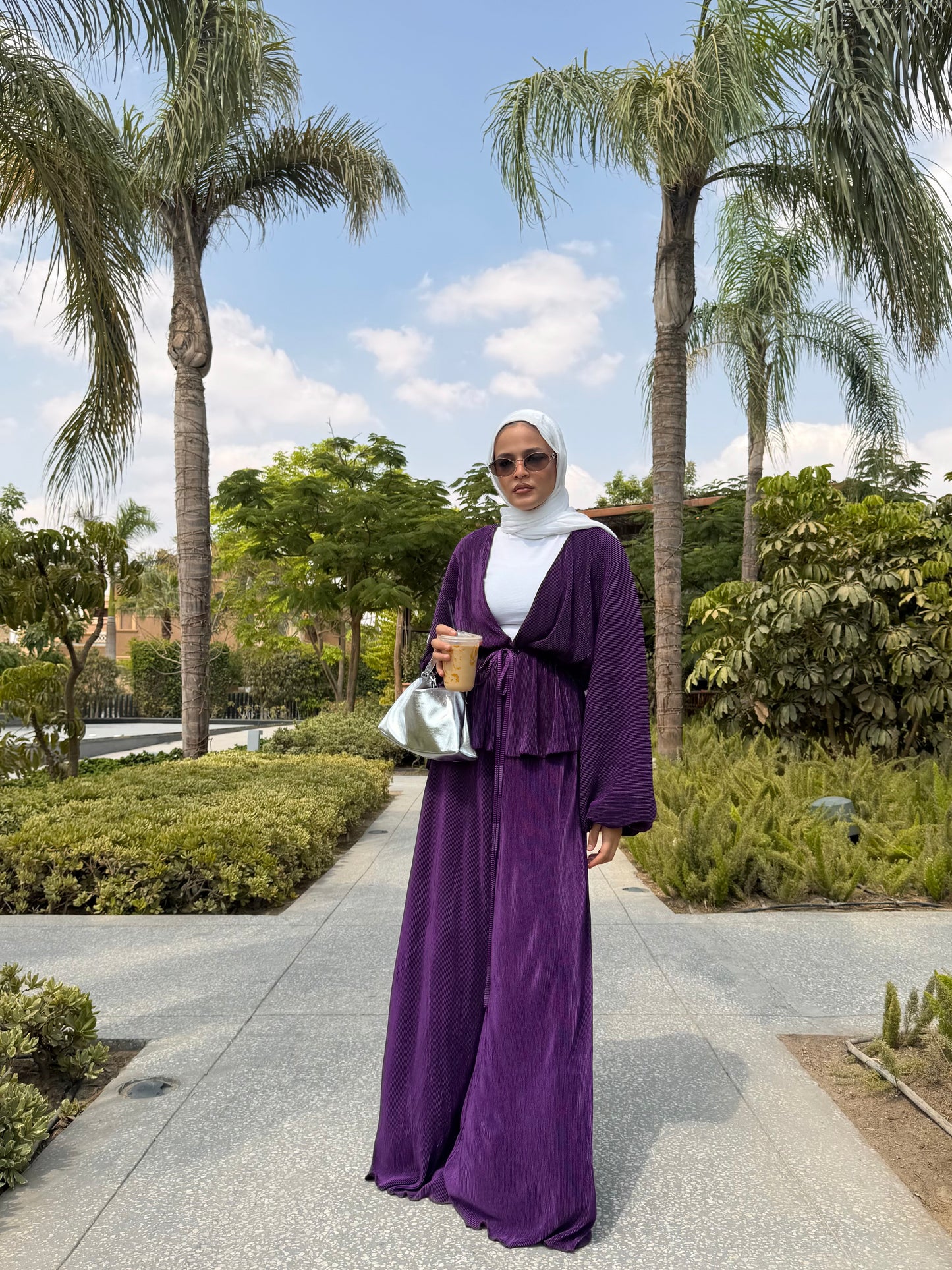 Sicily Balloon Sleeve Set in Purple