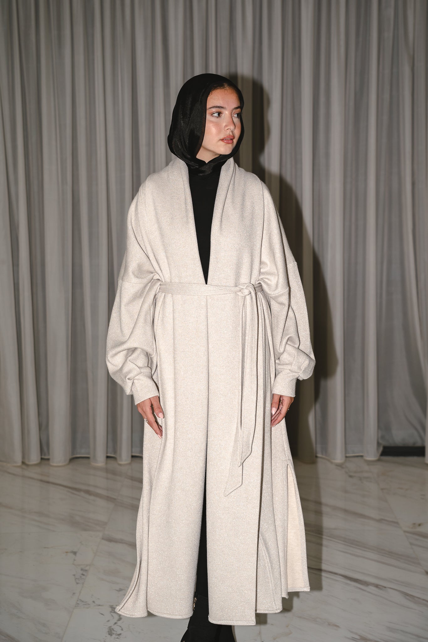 Limited Edition Sparkly Knit Coat in Creme x Silver Sparkle