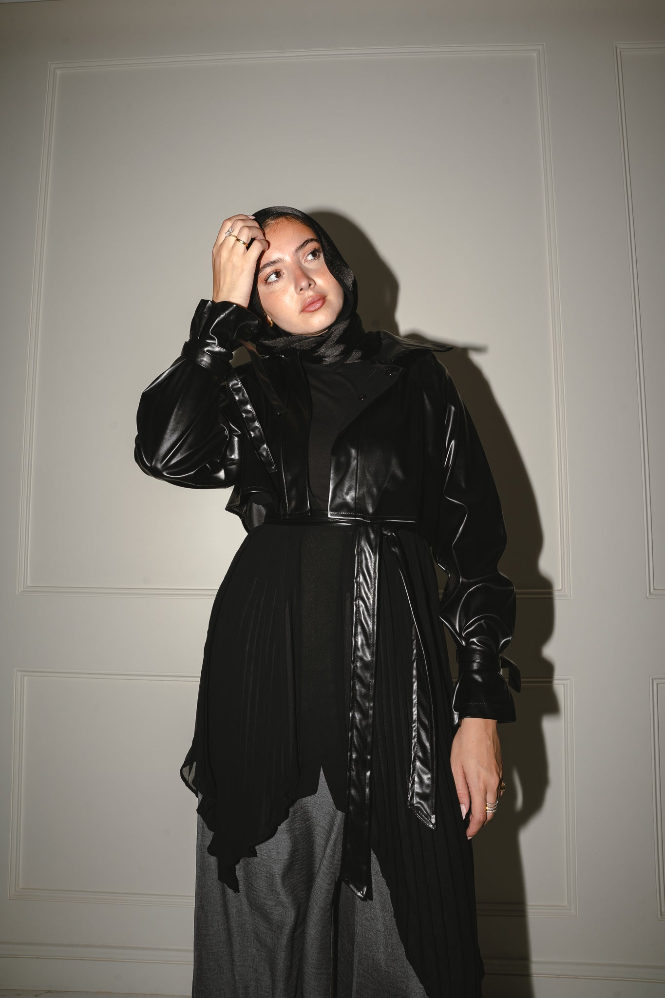 Serena Leather x Pleats Jacket