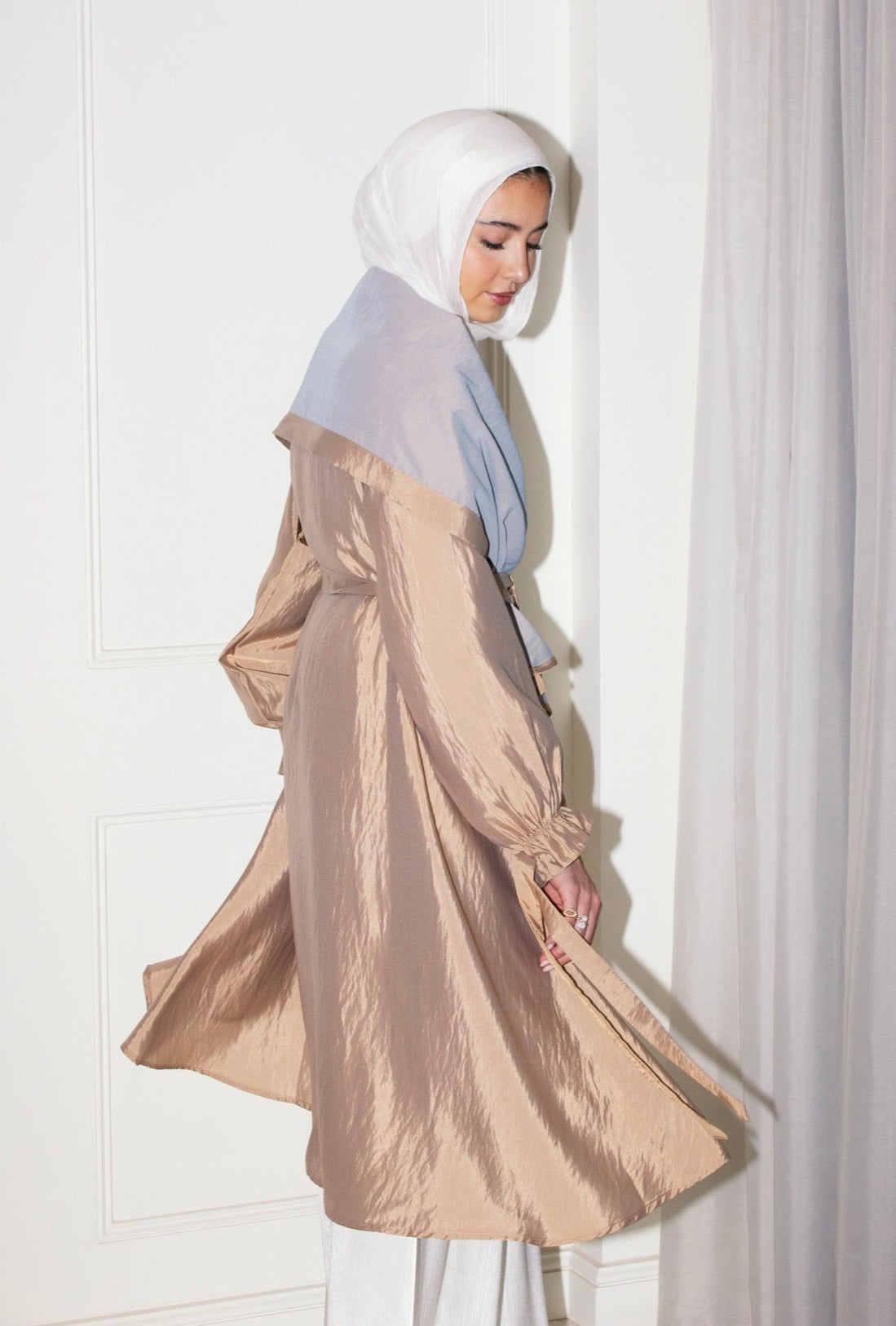 Marlyn Round Trench in BeigexBabyBlue Limited Edition