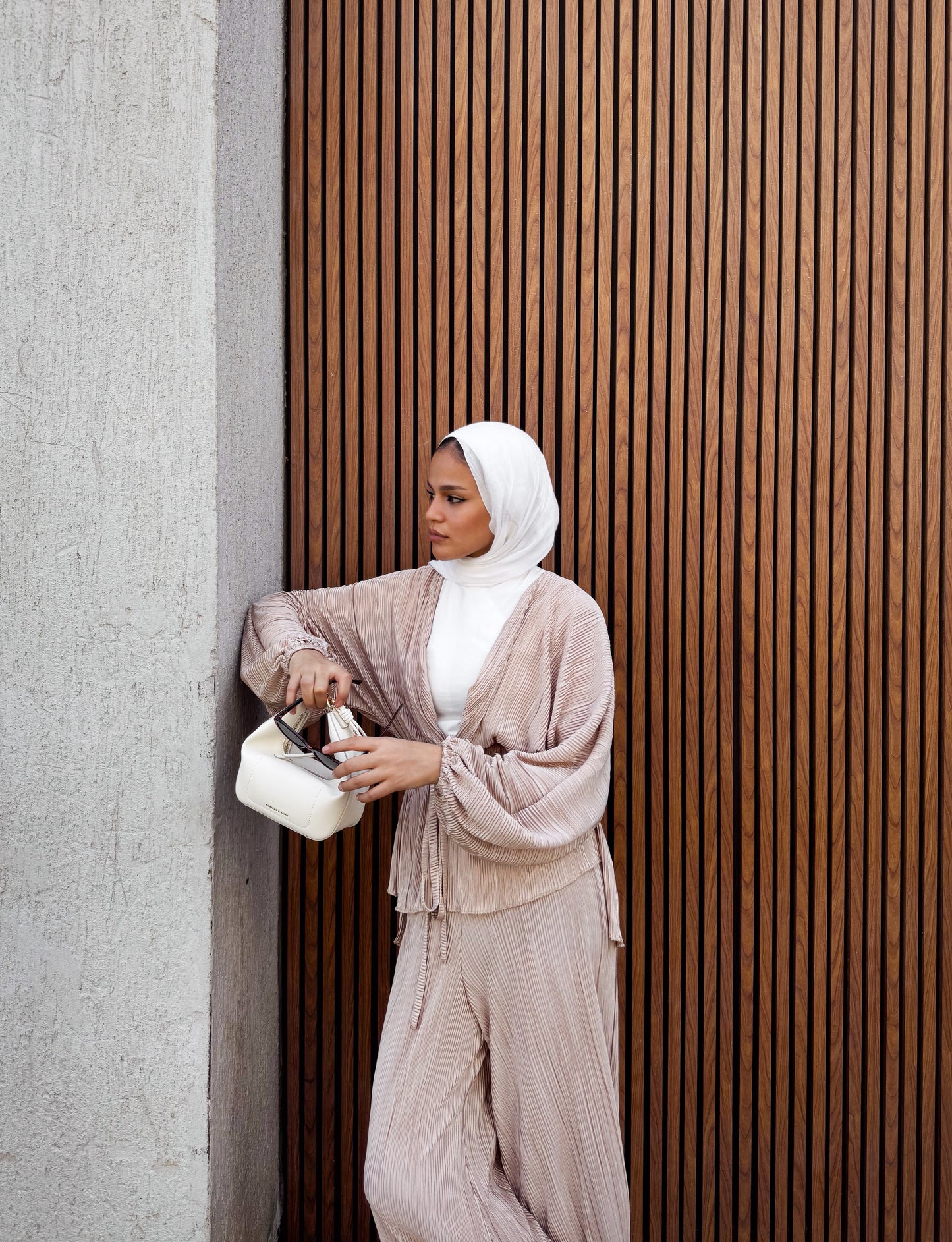 Sicily Balloon Sleeve Set in Beige
