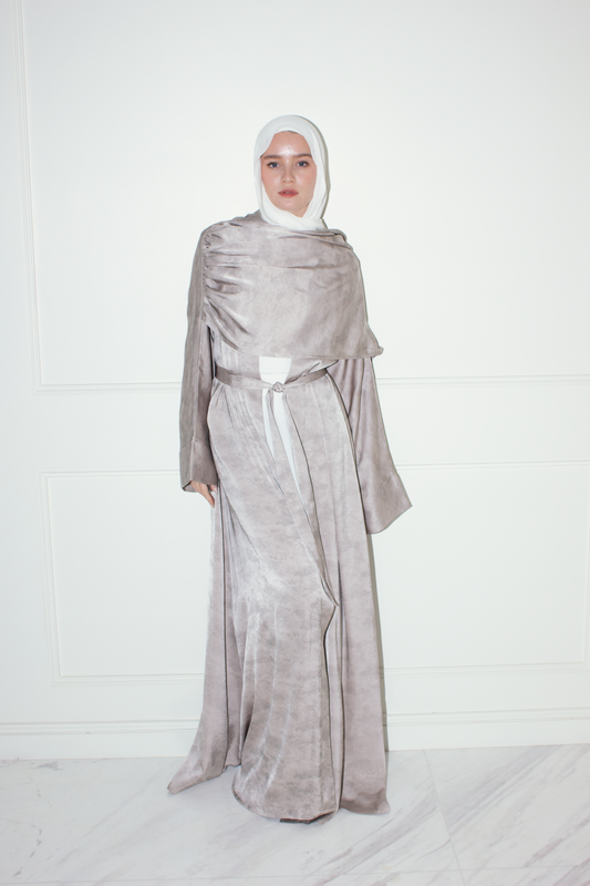 Pearly Nude Shawl Abaya