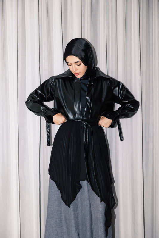 Serena Leather x Pleats Jacket