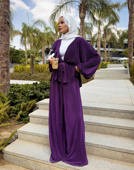 Sicily Balloon Sleeve Set in Purple