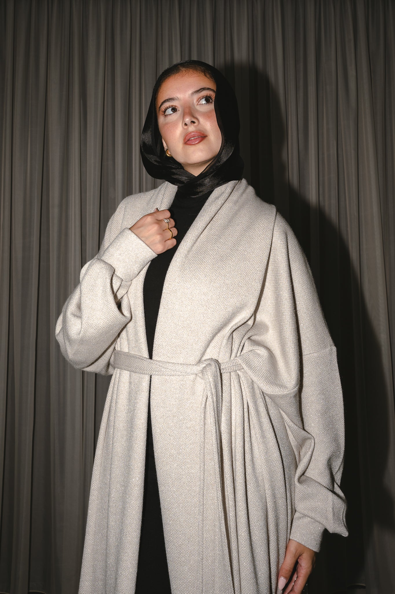 Limited Edition Sparkly Knit Coat in Creme x Silver Sparkle