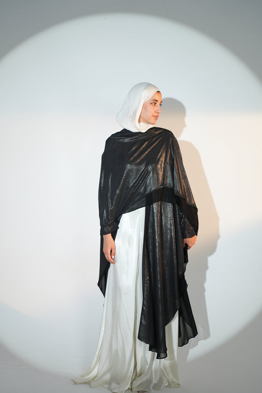 Double layered starry nights kaftan in disco black