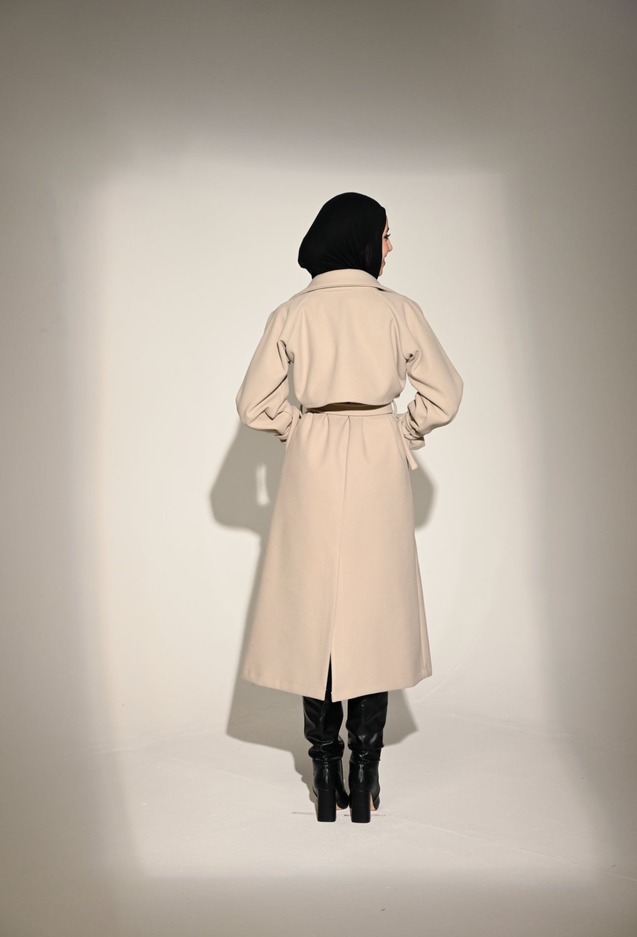 Signature Wool Trench Coat in Light Greige