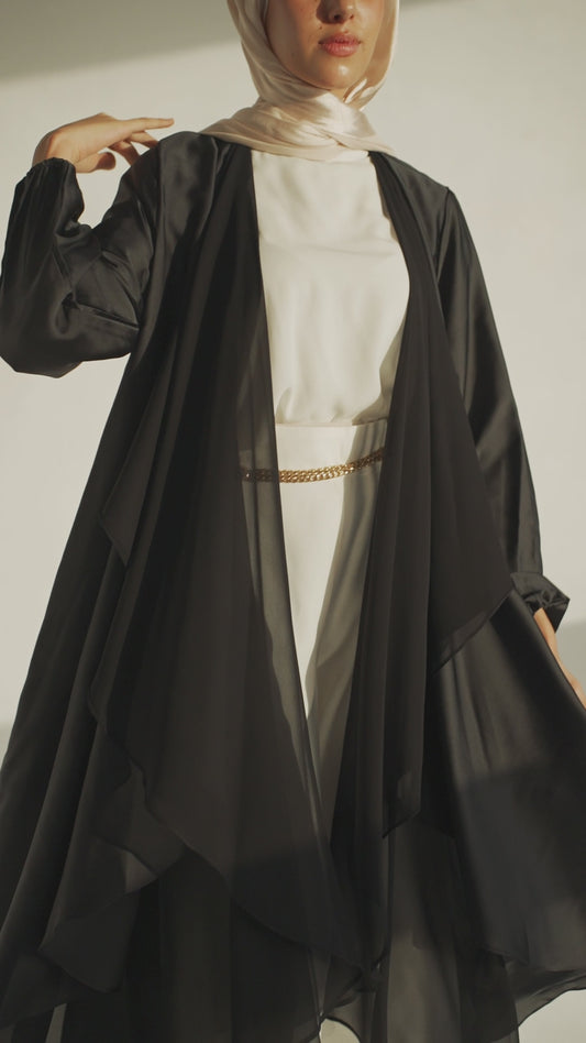 Double Layered Emilia Kaftan in Satin/Chiffon