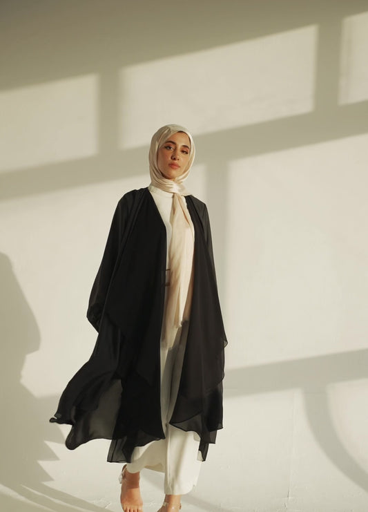 Double Layered Emilia Kaftan in Satin/Chiffon