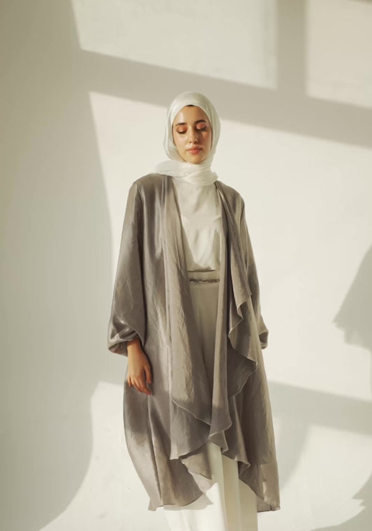 Shimmer EMILIA Kaftan in Silver Grey