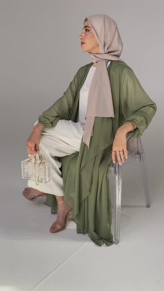 Double Layered Emilia Kaftan in pistachio