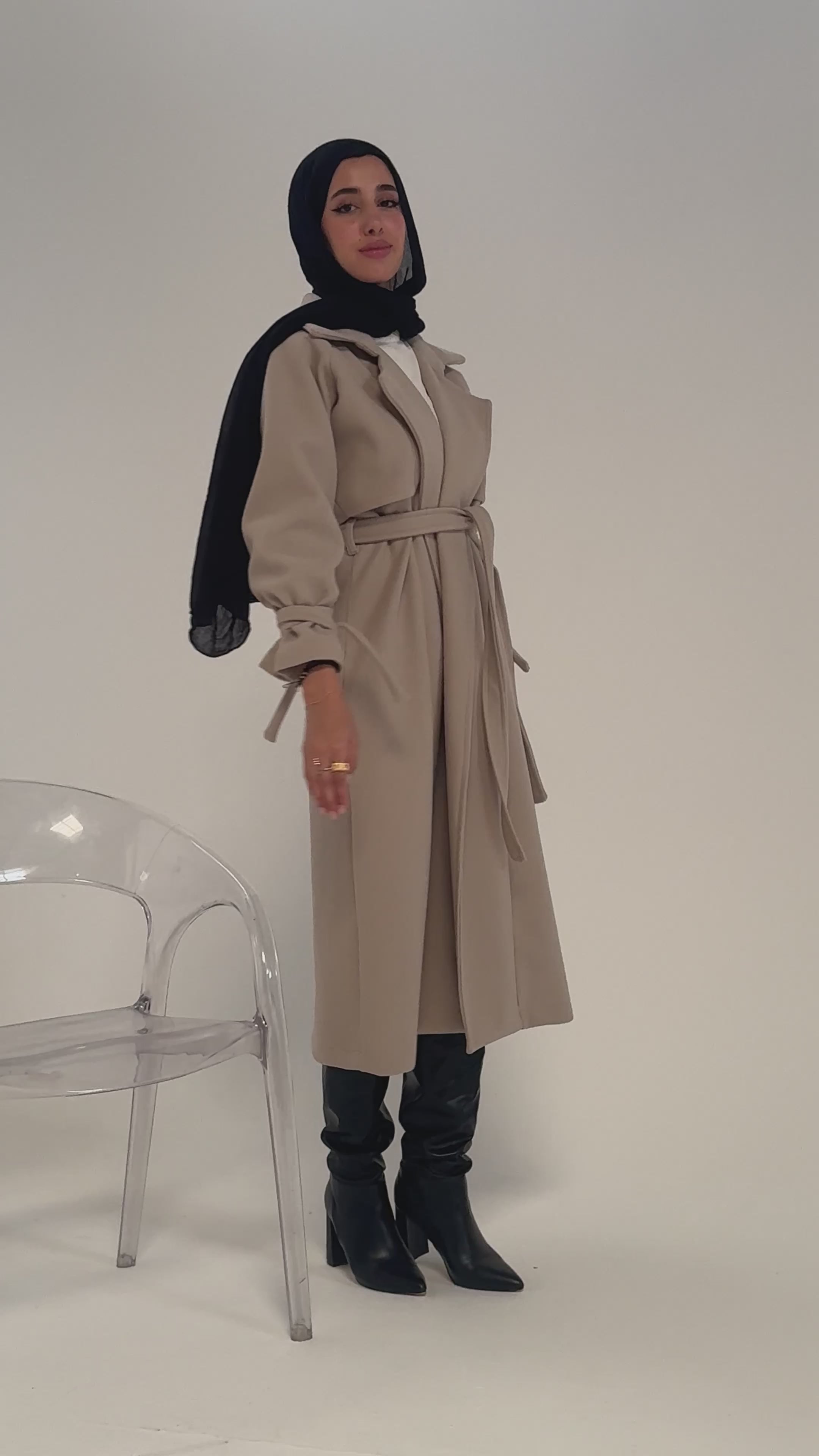 Signature Wool Trench Coat in Light Greige – Hazie The Label