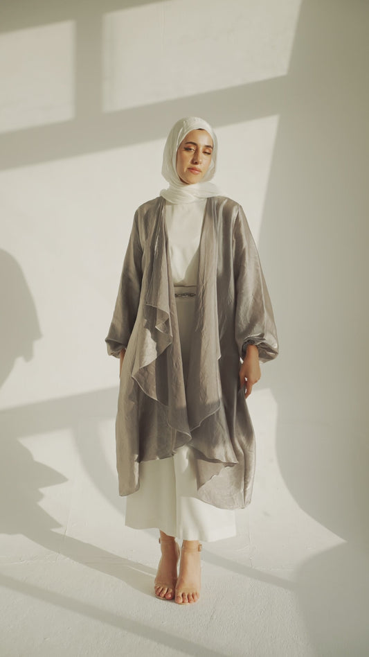 Shimmer EMILIA Kaftan in Silver Grey