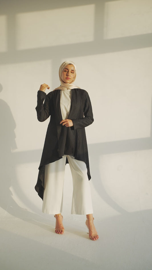 Pleated Asymmetric Cardigan